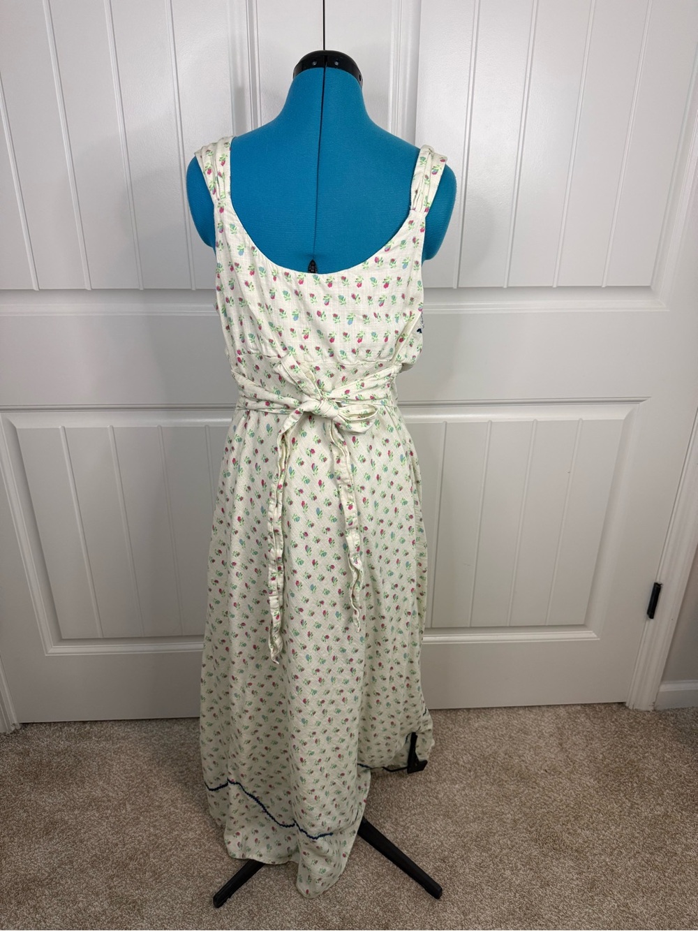 Free People Sweet Hearts Midi Dress In Ivory Combo size L - Picture 7 of 8